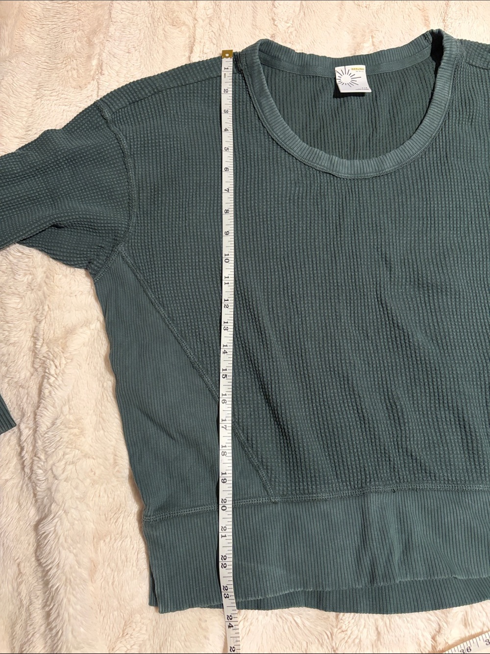 NWOT Aerie offline Dark Green Long Sleeve Oversized Thermal Top Sz XS - Picture 9 of 10